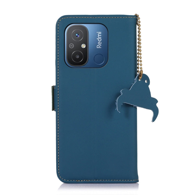For Xiaomi Redmi 12C / Redmi 11A Genuine Leather Magnetic RFID Leather Phone Case(Blue)