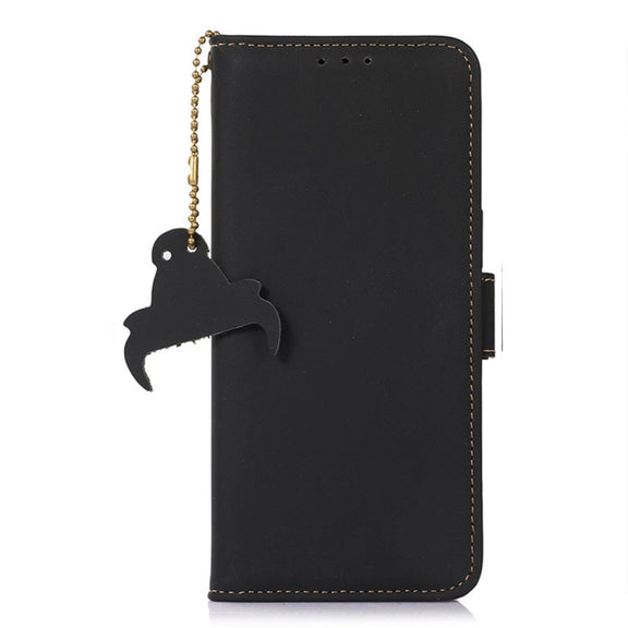 For Xiaomi Redmi 12C / Redmi 11A Genuine Leather Magnetic RFID Leather Phone Case(Black)