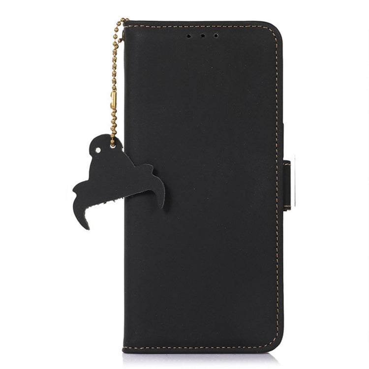 For Xiaomi Redmi 12C / Redmi 11A Genuine Leather Magnetic RFID Leather Phone Case(Black)