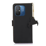 For Xiaomi Redmi 12C / Redmi 11A Genuine Leather Magnetic RFID Leather Phone Case(Black)
