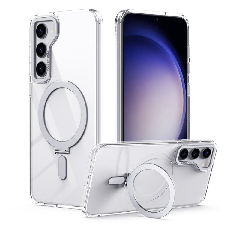 For Samsung Galaxy S23+ 5G Skin Feel MagSafe Shockproof Phone Case with Holder(Transparent White)