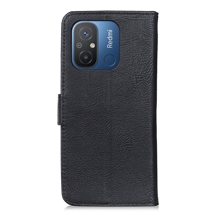 For Xiaomi Redmi 11A / 12C KHAZNEH Cowhide Texture Flip Leather Phone Case(Black)