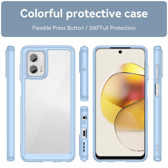 For Motorola Moto G73 Colorful Series Acrylic + TPU Phone Case(Blue)
