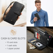 For Samsung Galaxy A34 5G CaseMe C30 Multifunctional Leather Phone Case(Black)