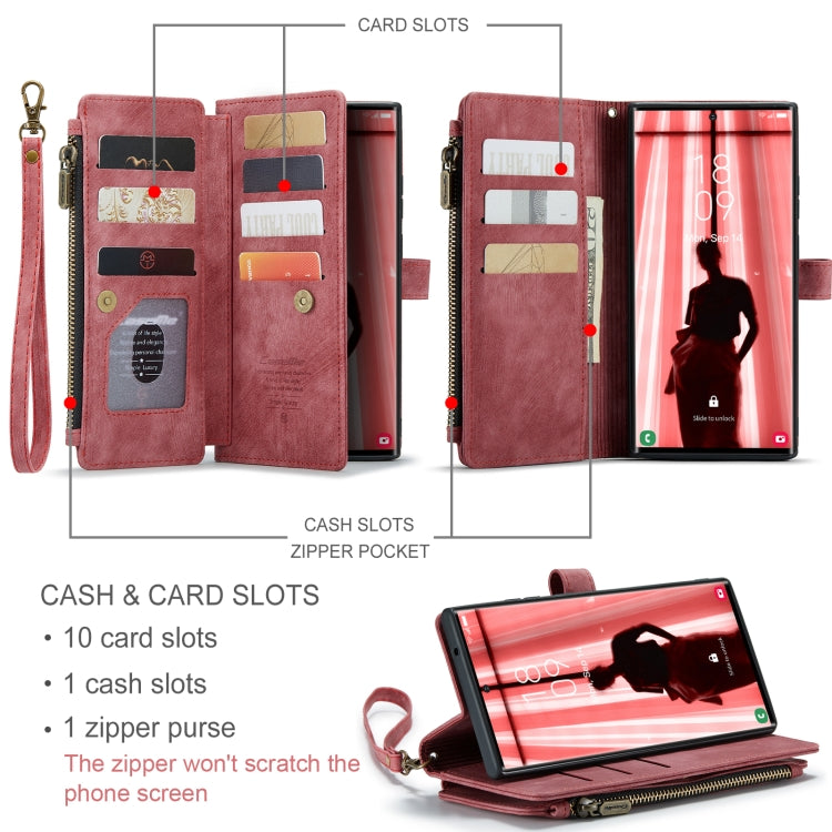 For Samsung Galaxy S23 Ultra 5G CaseMe C30 Multifunctional Leather Phone Case(Red)
