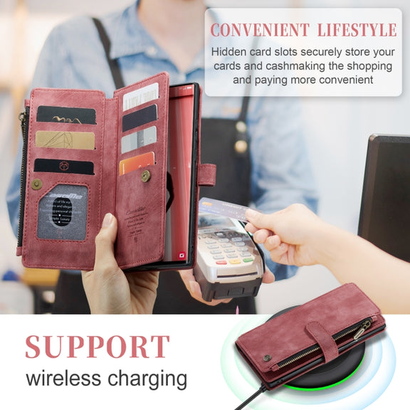 For Samsung Galaxy S23 Ultra 5G CaseMe C30 Multifunctional Leather Phone Case(Red)