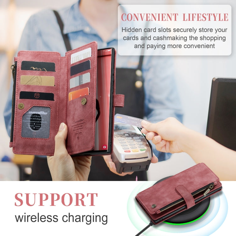 For Samsung Galaxy S23 Ultra 5G CaseMe C30 Multifunctional Leather Phone Case(Red)