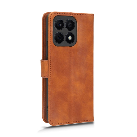 For Honor X8a Skin Feel Magnetic Flip Leather Phone Case(Brown)