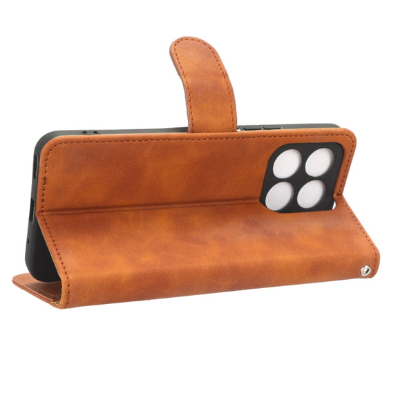 For Honor X8a Skin Feel Magnetic Flip Leather Phone Case(Brown)