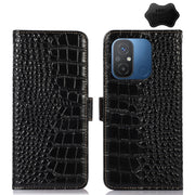 For Xiaomi Redmi 12C / 11A Crocodile Top Layer Cowhide Leather Phone Case(Black)