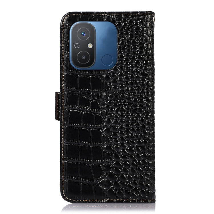 For Xiaomi Redmi 12C / 11A Crocodile Top Layer Cowhide Leather Phone Case(Black)
