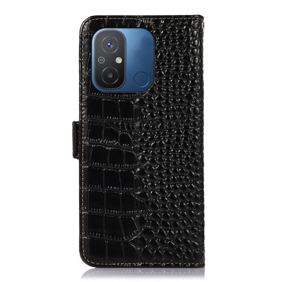 For Xiaomi Redmi 12C / 11A Crocodile Top Layer Cowhide Leather Phone Case(Black)