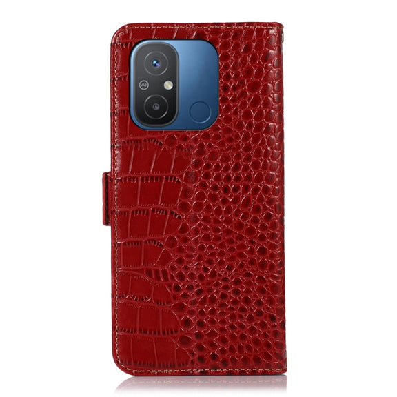 For Xiaomi Redmi 12C / 11A Crocodile Top Layer Cowhide Leather Phone Case(Red)