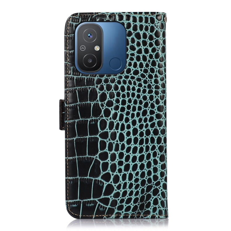 For Xiaomi Redmi 12C / 11A Crocodile Top Layer Cowhide Leather Phone Case(Green)