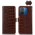 For Xiaomi Redmi 12C / 11A Crocodile Top Layer Cowhide Leather Phone Case(Brown) - Xiaomi Cases by PMC TechLife | Online Shopping South Africa | PMC TechLife