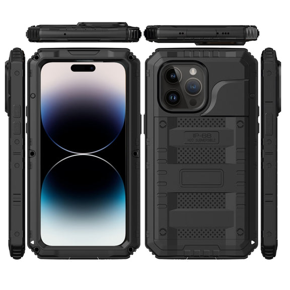 For iPhone 14 Pro Max RedPepper Wolf 360 Full Body Rugged Life Water-resistant Phone Case(Black)