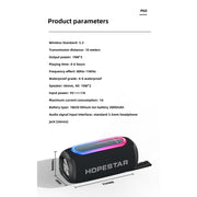 HOPESTAR P60 IPX6 Water-resistant 10W 66mm Outdoor Bluetooth Speaker(Black)