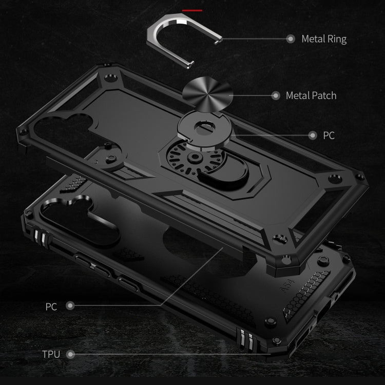 For Samsung Galaxy A54 Shockproof TPU + PC Phone Case with Holder(Black)