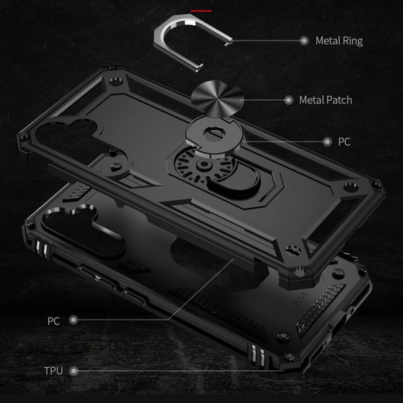 For Samsung Galaxy A54 Shockproof TPU + PC Phone Case with Holder(Black)