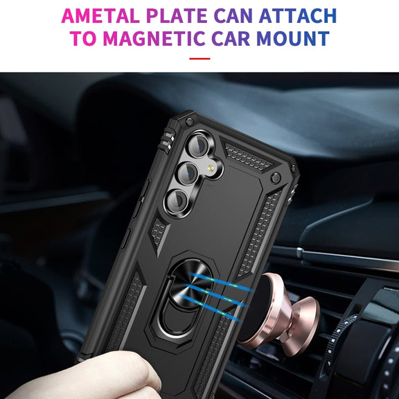 For Samsung Galaxy A54 Shockproof TPU + PC Phone Case with Holder(Black)