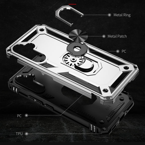 For Samsung Galaxy A54 Shockproof TPU + PC Phone Case with Holder(Silver)