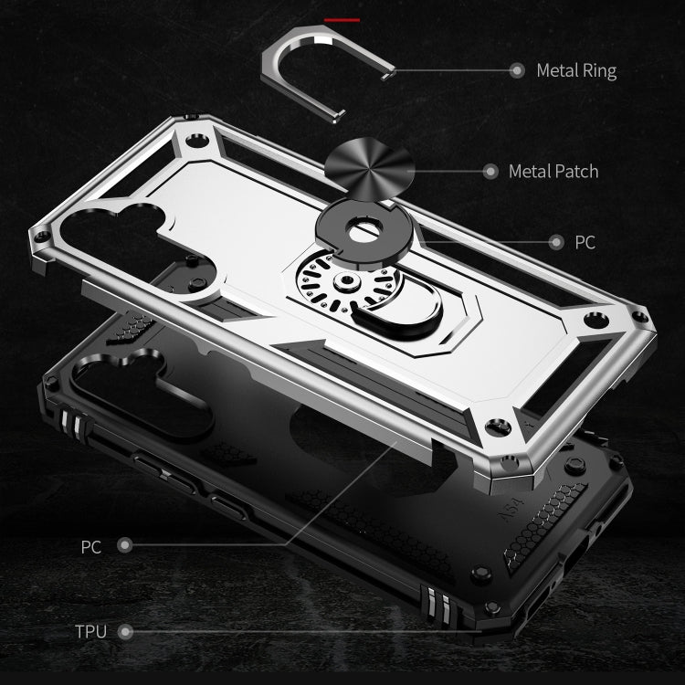 For Samsung Galaxy A54 Shockproof TPU + PC Phone Case with Holder(Silver)