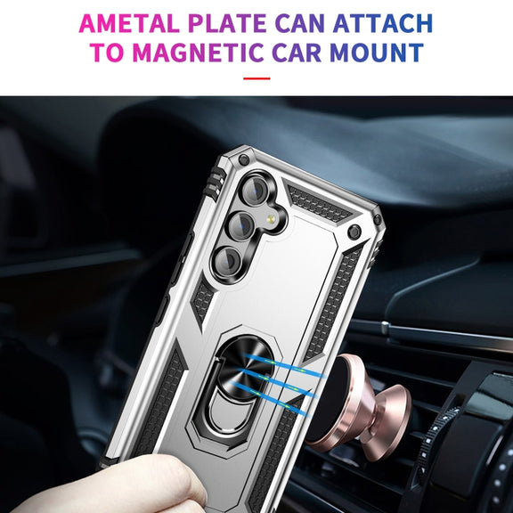 For Samsung Galaxy A54 Shockproof TPU + PC Phone Case with Holder(Silver)