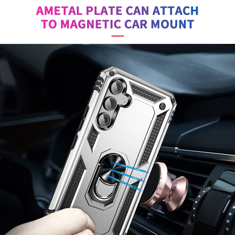 For Samsung Galaxy A54 Shockproof TPU + PC Phone Case with Holder(Silver)