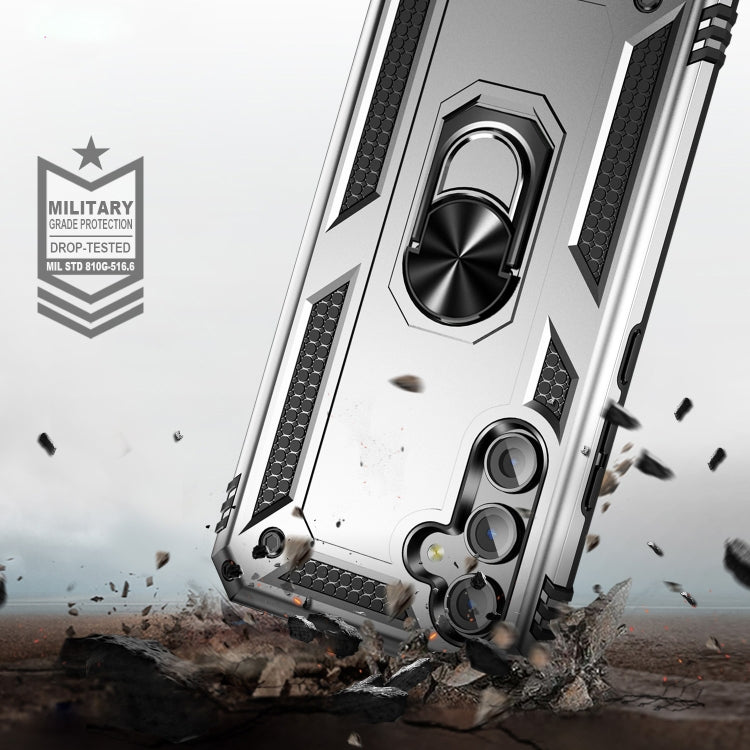For Samsung Galaxy A54 Shockproof TPU + PC Phone Case with Holder(Silver)