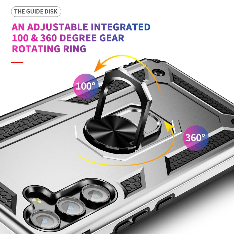 For Samsung Galaxy A54 Shockproof TPU + PC Phone Case with Holder(Silver)