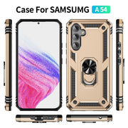 For Samsung Galaxy A54 Shockproof TPU + PC Phone Case with Holder(Gold)