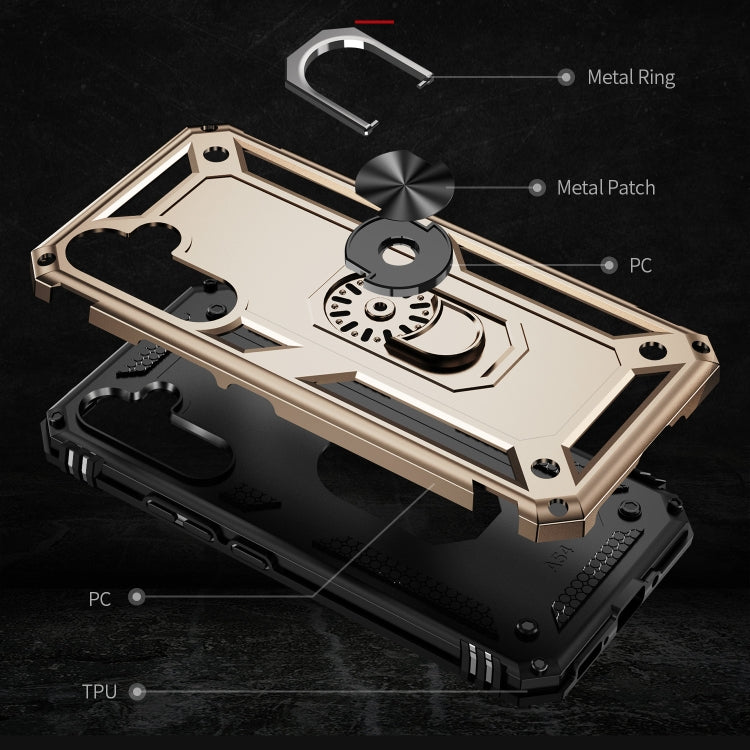 For Samsung Galaxy A54 Shockproof TPU + PC Phone Case with Holder(Gold)