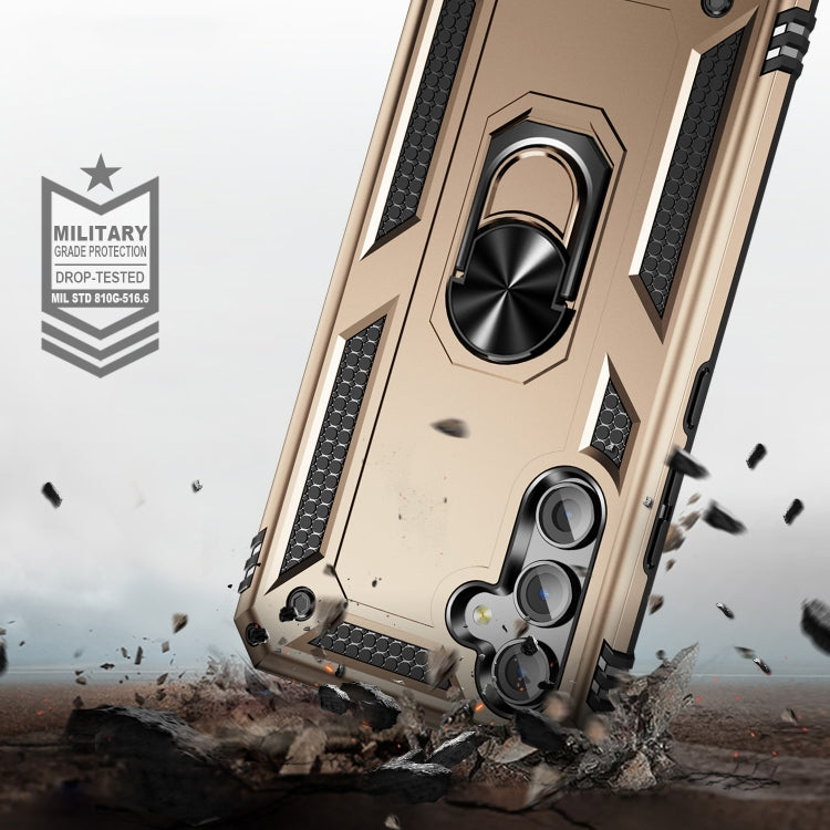 For Samsung Galaxy A54 Shockproof TPU + PC Phone Case with Holder(Gold)