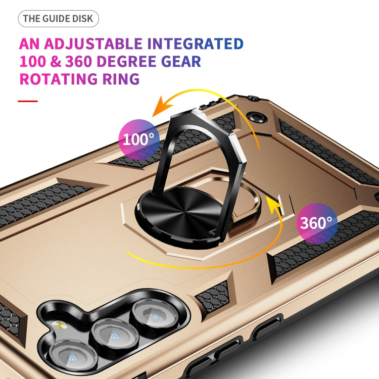 For Samsung Galaxy A54 Shockproof TPU + PC Phone Case with Holder(Gold)