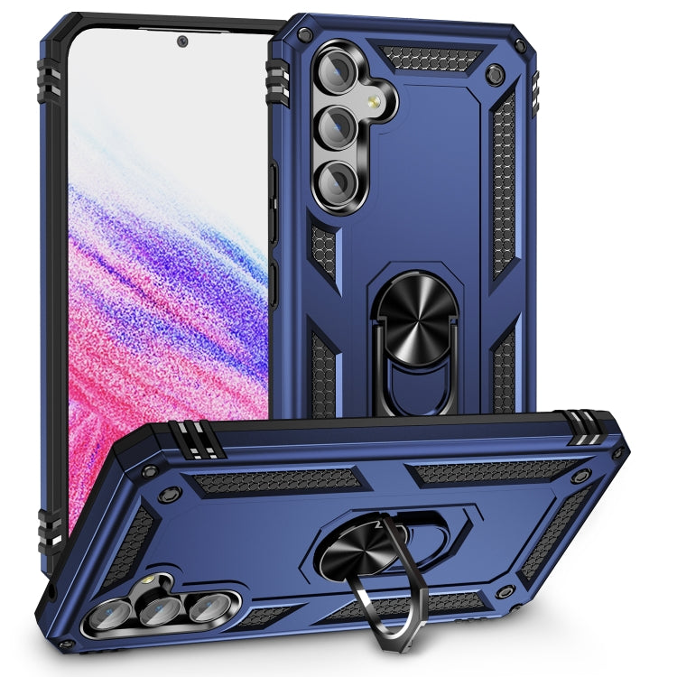 For Samsung Galaxy A54 Shockproof TPU + PC Phone Case with Holder(Blue)