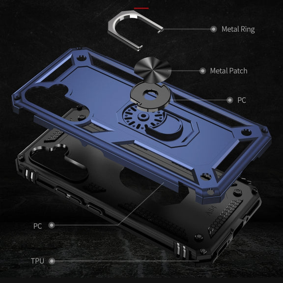For Samsung Galaxy A54 Shockproof TPU + PC Phone Case with Holder(Blue)