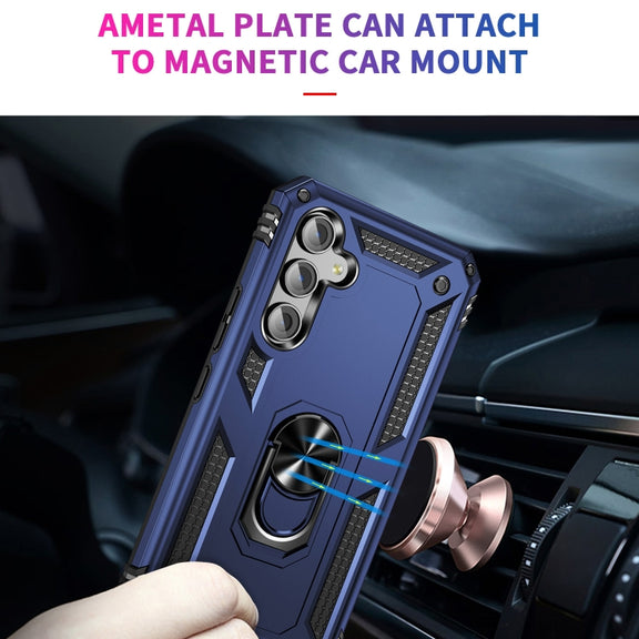 For Samsung Galaxy A54 Shockproof TPU + PC Phone Case with Holder(Blue)