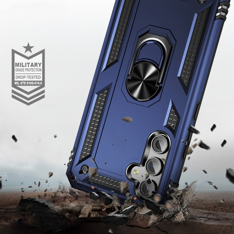 For Samsung Galaxy A54 Shockproof TPU + PC Phone Case with Holder(Blue)