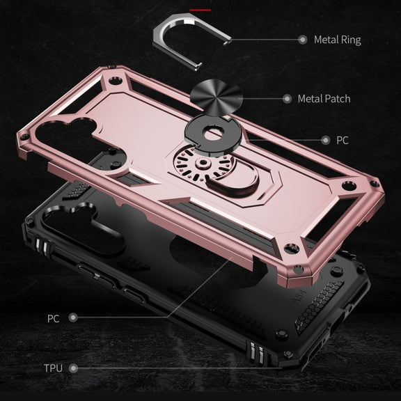 For Samsung Galaxy A54 Shockproof TPU + PC Phone Case with Holder(Rose Gold)