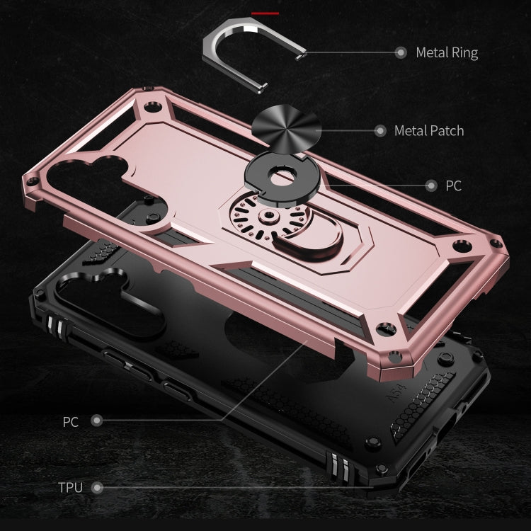 For Samsung Galaxy A54 Shockproof TPU + PC Phone Case with Holder(Rose Gold)