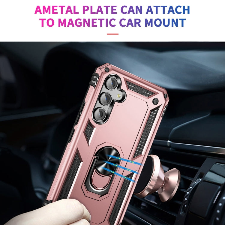 For Samsung Galaxy A54 Shockproof TPU + PC Phone Case with Holder(Rose Gold)