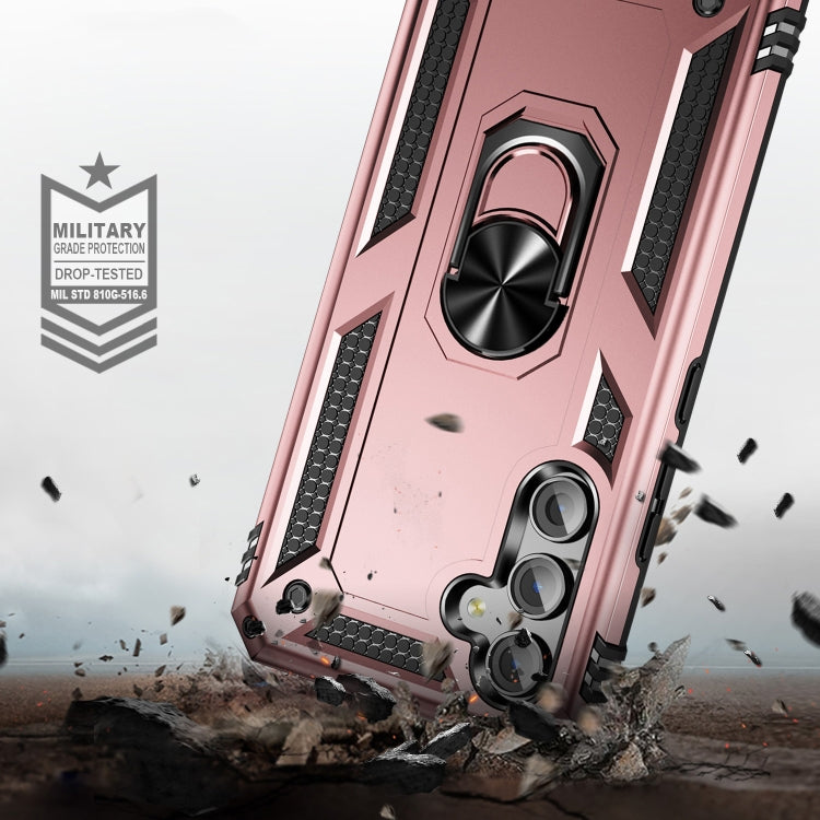 For Samsung Galaxy A54 Shockproof TPU + PC Phone Case with Holder(Rose Gold)