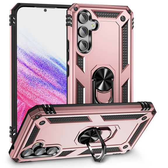 For Samsung Galaxy A54 Shockproof TPU + PC Phone Case with Holder(Rose Gold)