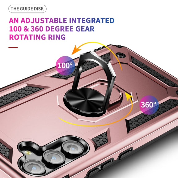 For Samsung Galaxy A54 Shockproof TPU + PC Phone Case with Holder(Rose Gold)