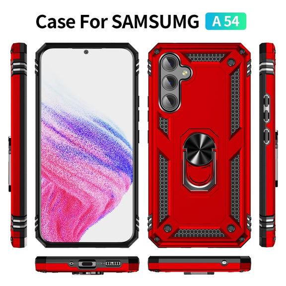 For Samsung Galaxy A54 Shockproof TPU + PC Phone Case with Holder(Red)