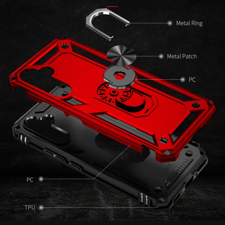 For Samsung Galaxy A54 Shockproof TPU + PC Phone Case with Holder(Red)