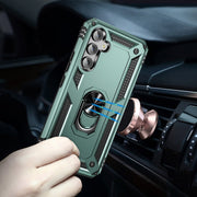 For Samsung Galaxy A54 Shockproof TPU + PC Phone Case with Holder(Dark Green)