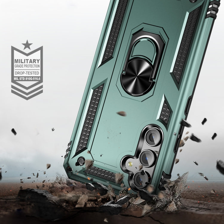 For Samsung Galaxy A54 Shockproof TPU + PC Phone Case with Holder(Dark Green)