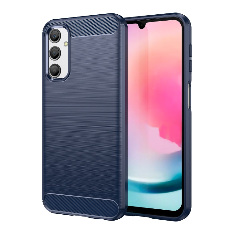 For Samsung Galaxy A24 4G Brushed Texture Carbon Fiber TPU Phone Case(Blue)
