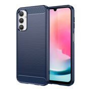 For Samsung Galaxy A24 4G Brushed Texture Carbon Fiber TPU Phone Case(Blue)